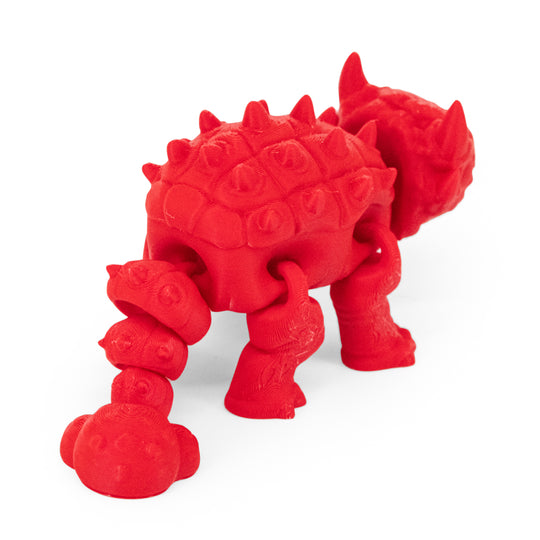 Red 3D Printed Ankylosaurus