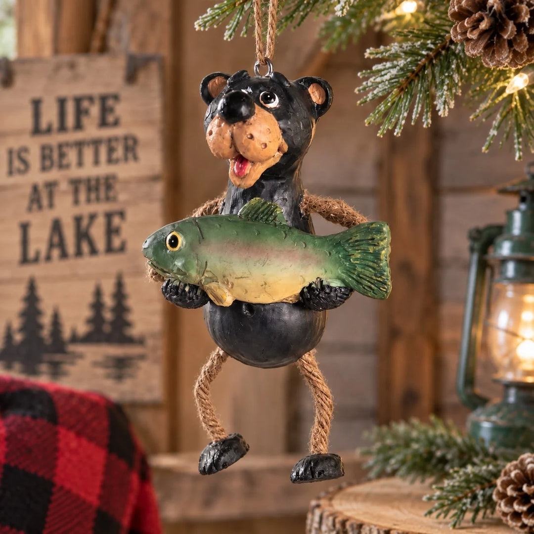 Bear Holding Fish Ornament