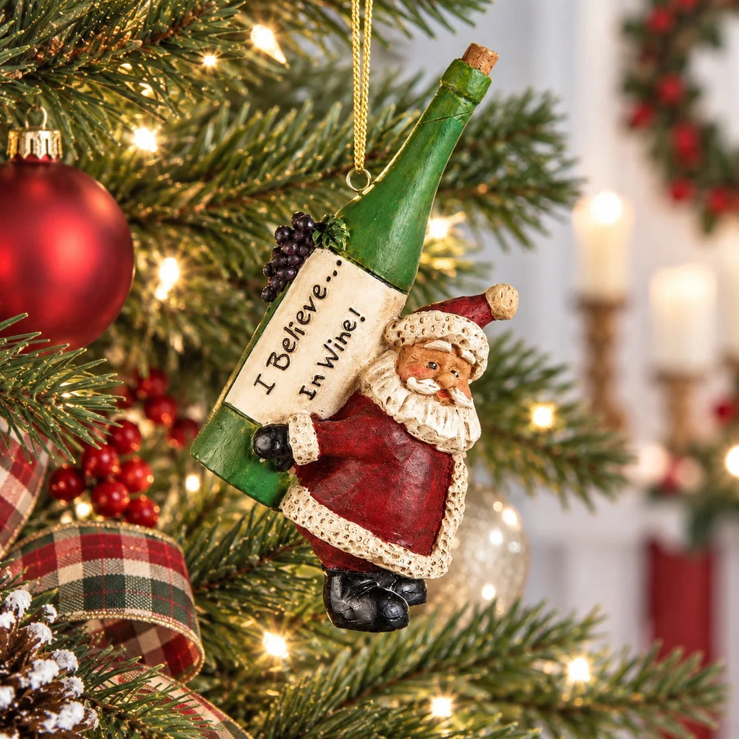 Santa with Wine Bottle Ornament