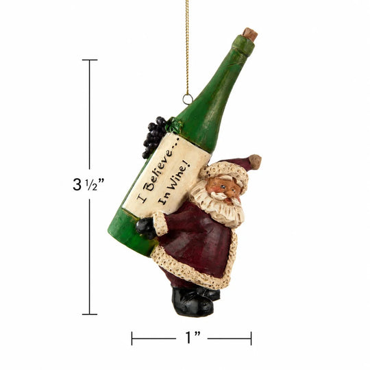 Santa with Wine Bottle Ornament