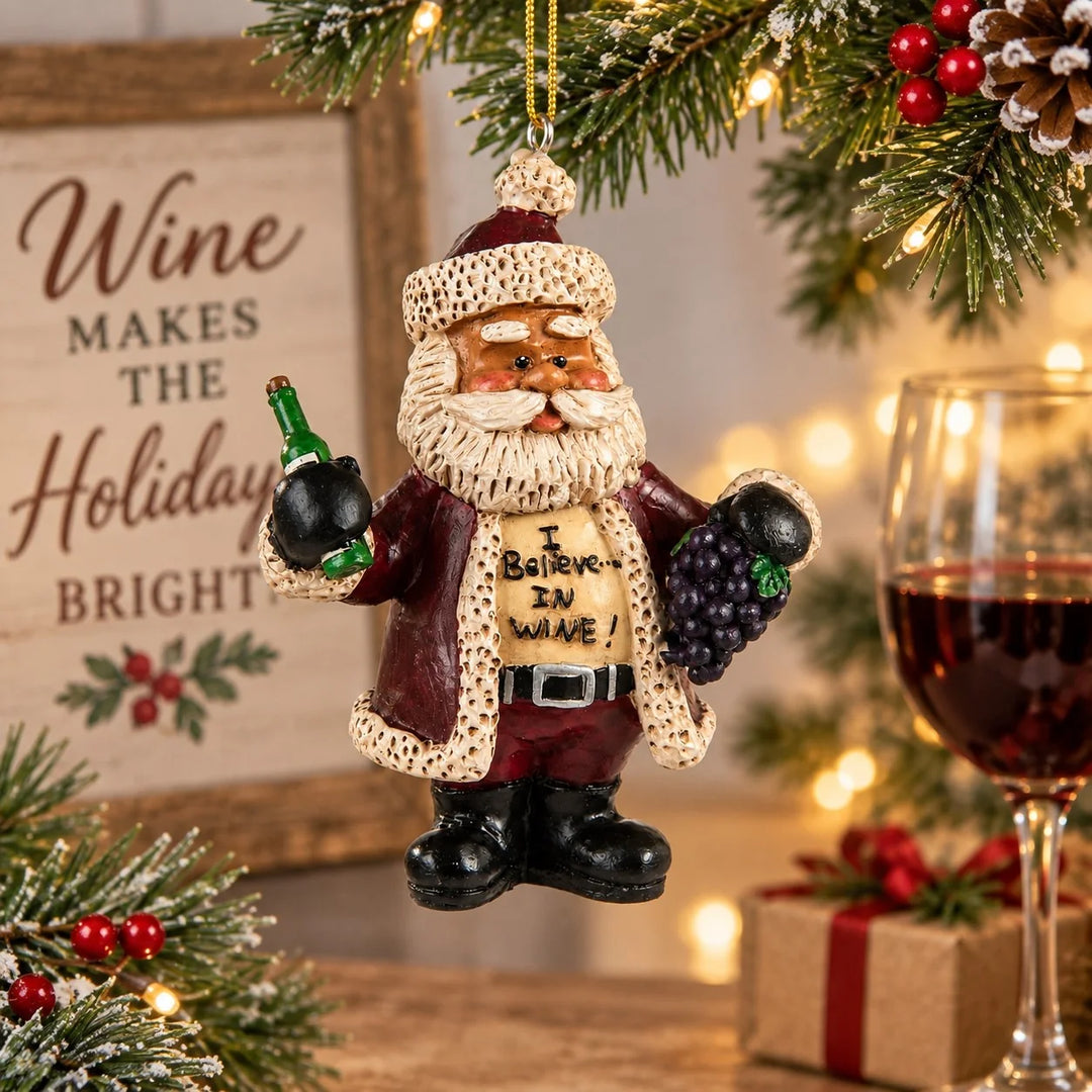 Wine Santa Ornament