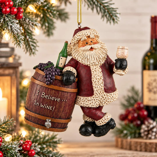 Santa Wine Barrel Ornament