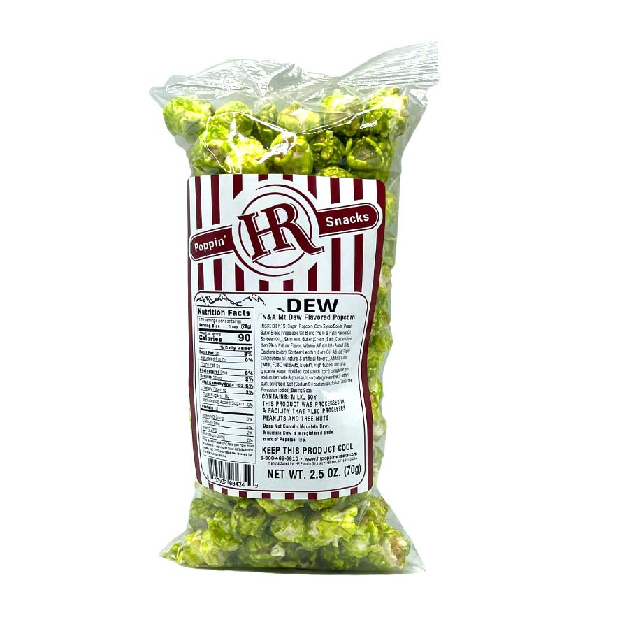 Dew Soda Popcorn | Green Soda Flavored | Pop Flavored Popcorn | Made in Gibbon, NE | HR Poppin' Snacks