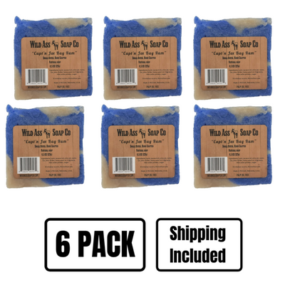All Natural Soap | Capt'n Jax Bay Rum Scent | 6 Pack | Made with Tallow | Made in Small Batches | Soap For The Working Man | Dry Skin Soap | 4.5 oz. Bar | Shipping Included