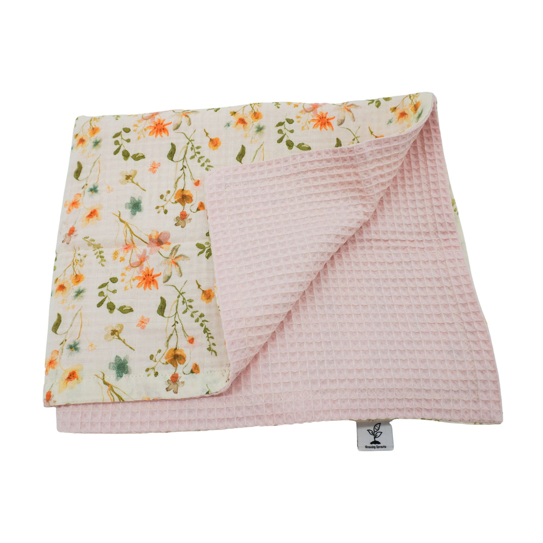 Baby Blanket | Waffle & Muslin Collection | Growing Sprouts