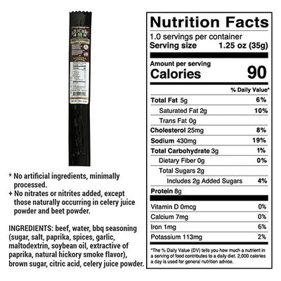 BBQ Beef Stick | 1.25 oz. | Delicious Medley Of Beef, Smoke, & Seasoning | No Artificial Ingredients | All Natural Angus Beef | High Protein Snack | Single Source, Hand Selected Cattle | Nebraska Beef | 6 Pack | Shipping Included