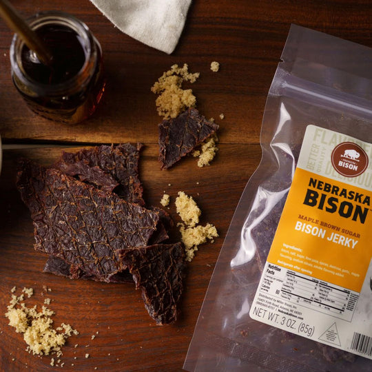 Bison Jerky | Maple Brown Sugar | 3 oz. | Rich, Smokey Flavor | Tender & Flavorful Bison Meat | Great Source Of Protein | Perfect For On The Go | Makes Great Stocking Stuffers & Gifts