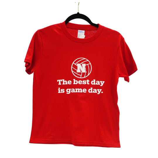 The Best Day Is Game Day Husker Volleyball Youth T-Shirt | Red | Multiple Sizes | Lou's Sporting Goods | 25N10YBT