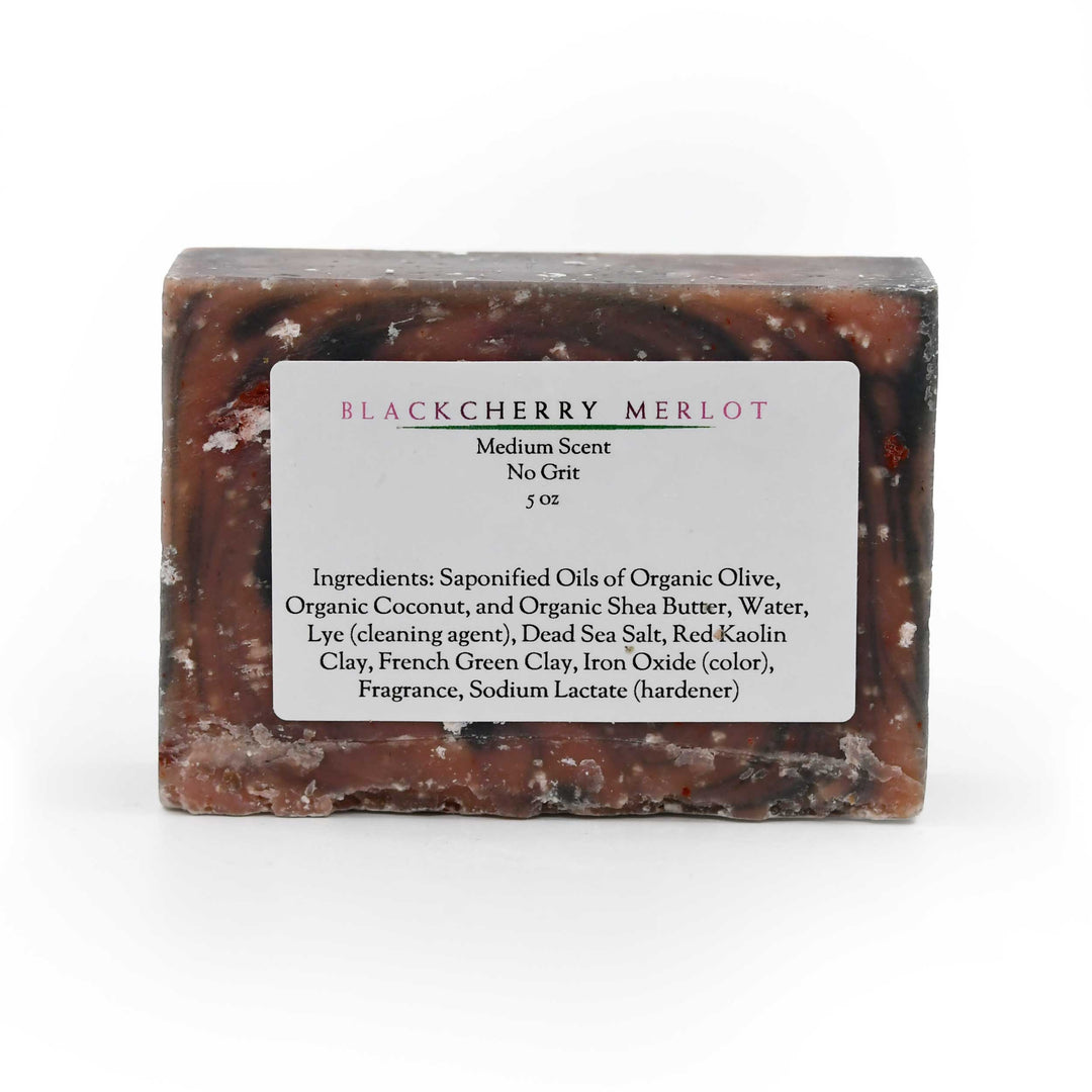 Bar of soap with a label on a white background