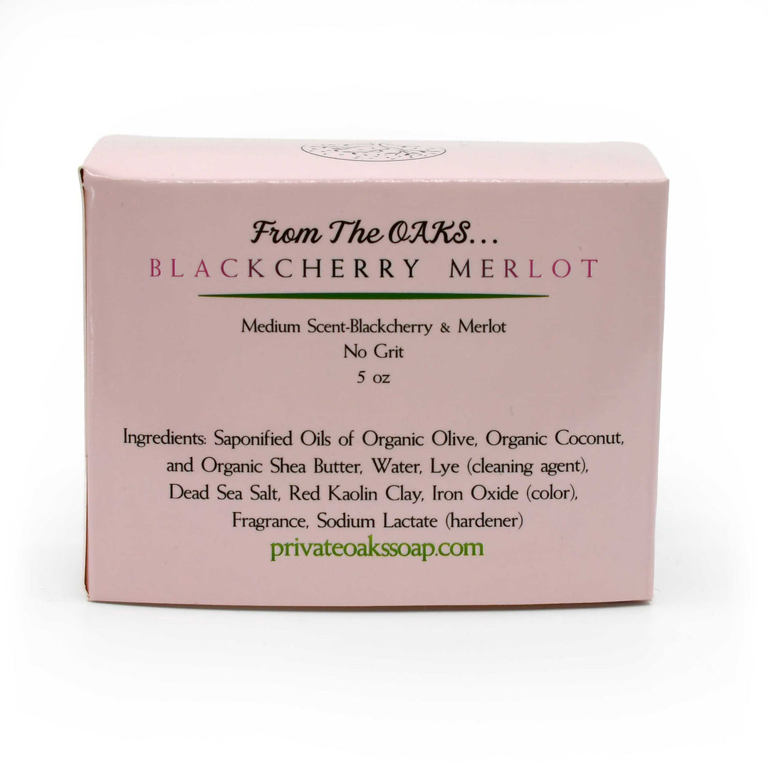 Box of Blackcherry Merlot soap from Private Oaks on a white background