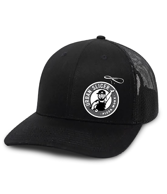 Urban Slicer Pizza Worx Snap Back Hat | Black With Side Logo | Urban Slicer Pizza Worx