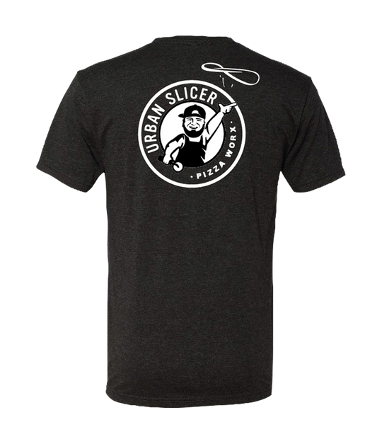 Urban Slicer Pizza Worx T-Shirt | Black with Large Back Logo | Urban Slicer Pizza Worx