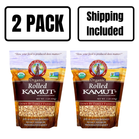 Rolled Kamut Khorasan Wheat | 1 lb. Bag | Hearty & Healthy Breakfast Cereal | 2 Pack | Shipping Included | Add To Baked Goods For Nutritious Dessert | Easy To Digest