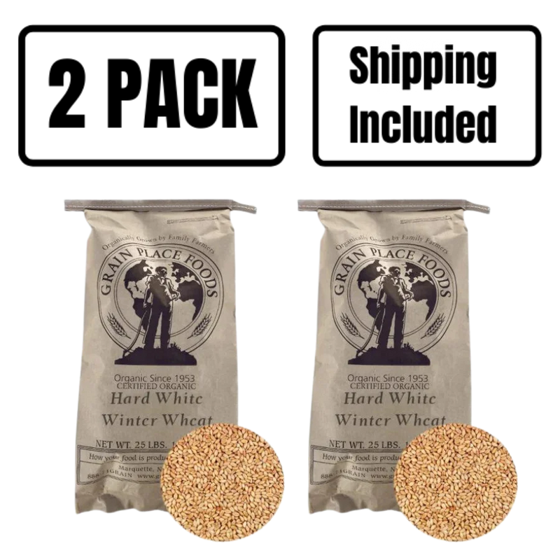 Rolled Hard Red Winter Wheat | 25 lb. Bag | Shipping Included | Easy To Cook | Protein Rich | Great Addition To Granola | 2 Pack | Shipping Included