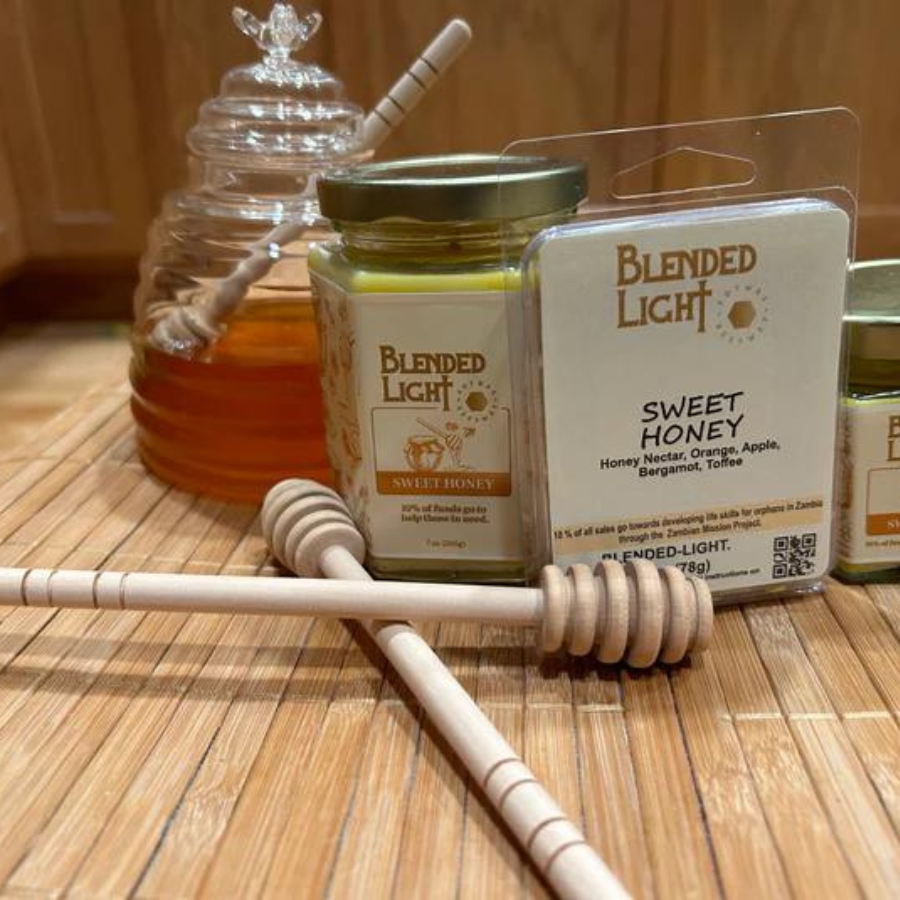 Sweet Honey Scented Candle | Choose Your Size | Soy & Beeswax | Delightful Aroma | Made in Kearney, NE | Blended Light