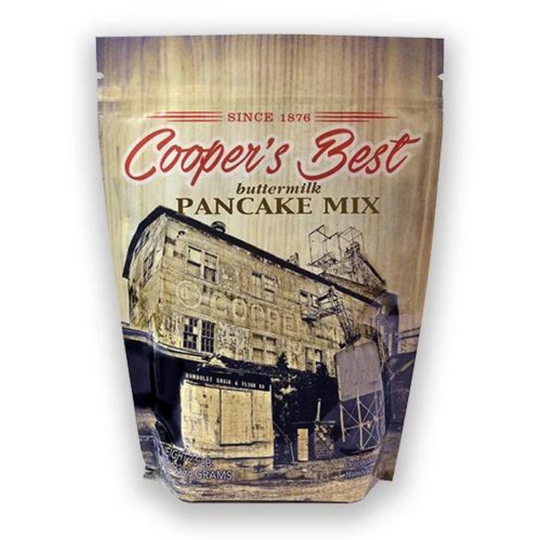 The front of a 2.5 lb. bag of Cooper's Best Buttermilk Pancake Mix on a white background.