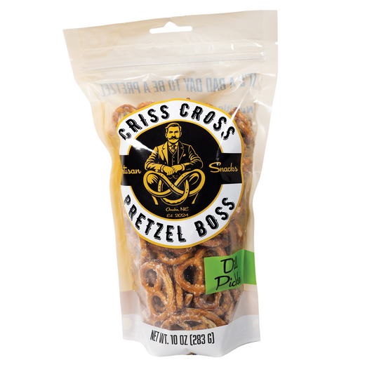 Dill Pickle Flavored Pretzels | 10 oz Bag | Criss Cross Pretzel Boss