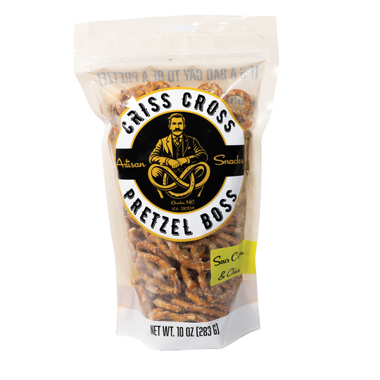 Sour Cream & Chive Flavored Pretzels | 10 oz Bag | Criss Cross Pretzel Boss