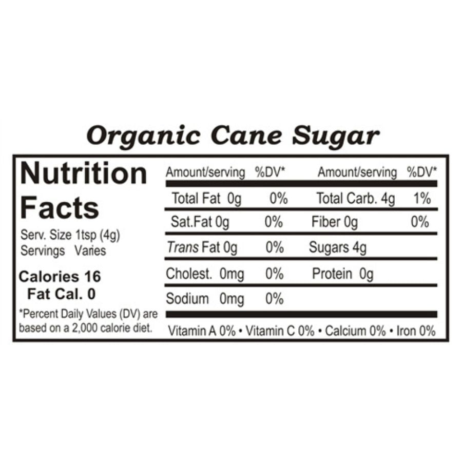  Nutrition Label For Organic Cane Sugar