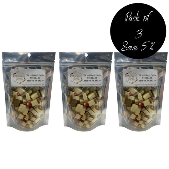 Freeze Dried Cheesecake Bites | 3 oz. | 3 Pack | Creamy, Tart, & Crunchy Treat | Astronaut Dessert | Wicked Good Foods | Made in Beatrice, NE