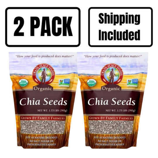 Six 1.75 Pound Bag Of Organic Chia Seeds On A White Background