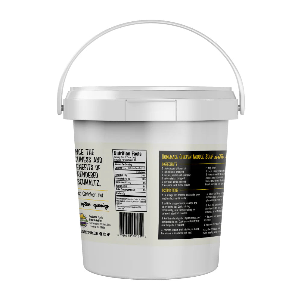 White bucket with a label on a white background