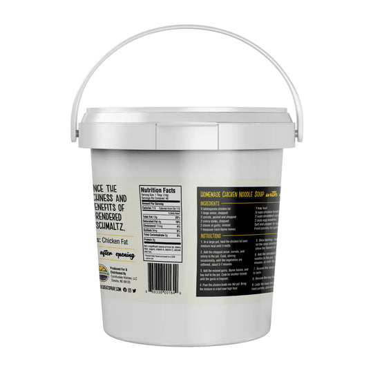 White bucket with a label on a white background