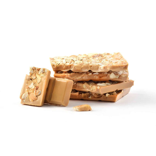 Stack of white chocolate bar on white backgroumd