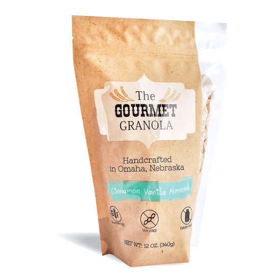 Cinnamon Vanilla Almond Granola | 12 oz. Bag | 3 Pack | Gluten, Dairy, & Soy Free | Made in Omaha, NE | The Gourmet Granola