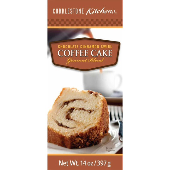 Chocolate Cinnamon Swirl Coffee Cake Mix | 14 oz. | 4 Pack | Shipping Included | Comforting Flavor | Cobblestone Kitchen