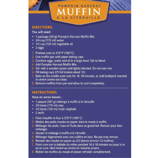 Pumpkin Muffin Mix | 14 oz. Box | Moist, Buttery, & Fluffy With Pumpkin Spice | 2 Pack | Shipping Included | Perfect Breakfast Pastry | Easy to Bake | Nebraska Made Pastry | Enjoy with Butter, Jam, or Jelly