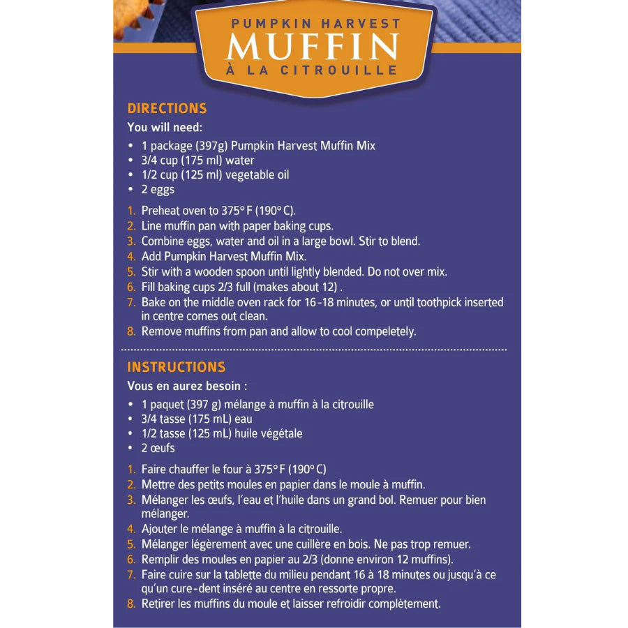 Pumpkin Muffin Mix | 14 oz. Box | Perfect Balance Of Pumpkin, Spice, & Cake | 4 Pack | Shipping Included | Light, Fluffy, & Moist | Favorite Fall Pastry | Easy to Bake | Nebraska Muffin Recipe | Delicious With Butter, Jam, or Jelly