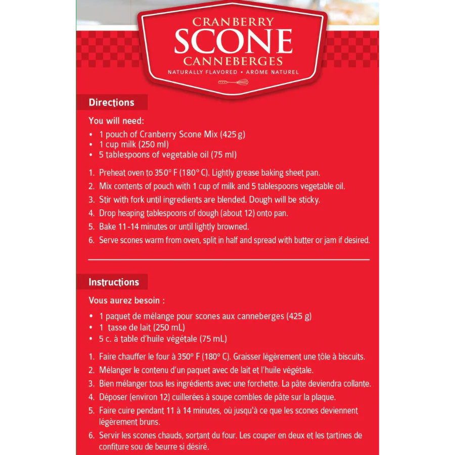 Cranberry Scone Mix | Pack of 4 | 15 oz | Cobblestone Kitchen