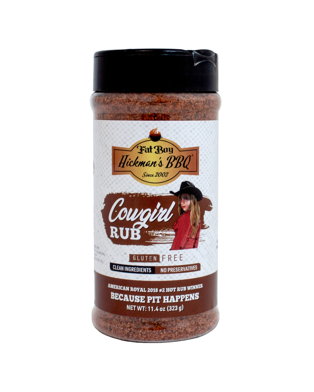 Cowgirl Gluten Free Natural BBQ Rub 11.4 oz | Pack of 3 | Great for Grilling or Smoking Meat | Made in Hickman, NE | Fat Boy Hickman's BBQ