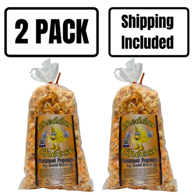Cheddar Cheese Popped Popcorn | Gourmet | 2 oz. bag | 2 Pack | All Natural | Non-GMO | Made With Corn Oil | High Quality Tasting Popcorn | Light and Fluffy Popped Kernels | Grab and Go Snack | Great, Rich Flavor | Made in Nebraska | Shipping Included