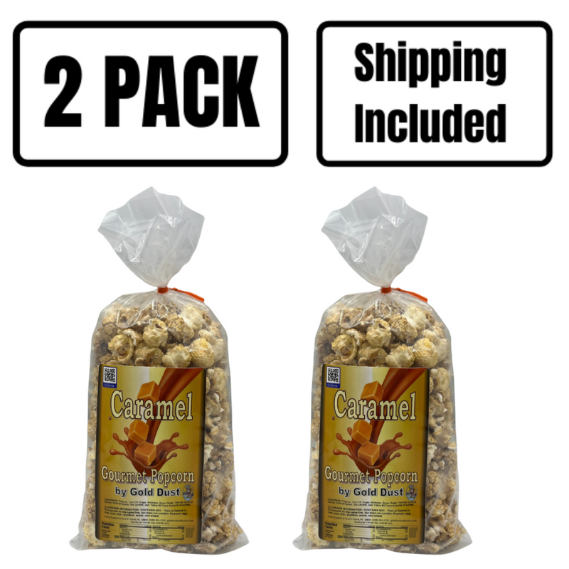 Caramel Gourmet Popcorn | 3 oz. bag | 2 Pack | Non-GMO | All Natural | Crunchy, Fluffy Kernels | Burst of Caramel Flavor | Made With Real Caramel | Popped Popcorn | Fresh Batches | Corn Oil | Nebraska Caramel Corn | Shipping Included
