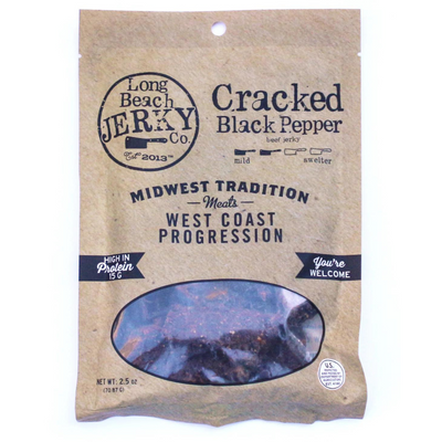 Beef Jerky | 2.5 oz. | Cracked Black Pepper Flavor | High Protein Snack | Bold and Savory | Nebraska Beef Jerky | Made with REAL Beef | Full of Spice and Flavor | Perfect On The Go Snack