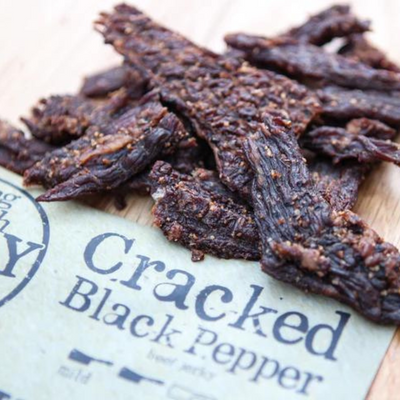 Beef Jerky | 2.5 oz. | Cracked Black Pepper Flavor | Juicy Rush Of Spice | Bold and Savory | Nebraska Beef Jerky | Made with Tender Beef | Full of Spice and Flavor | Quick Snack For On-The-Go | 6 Pack | Shipping Included