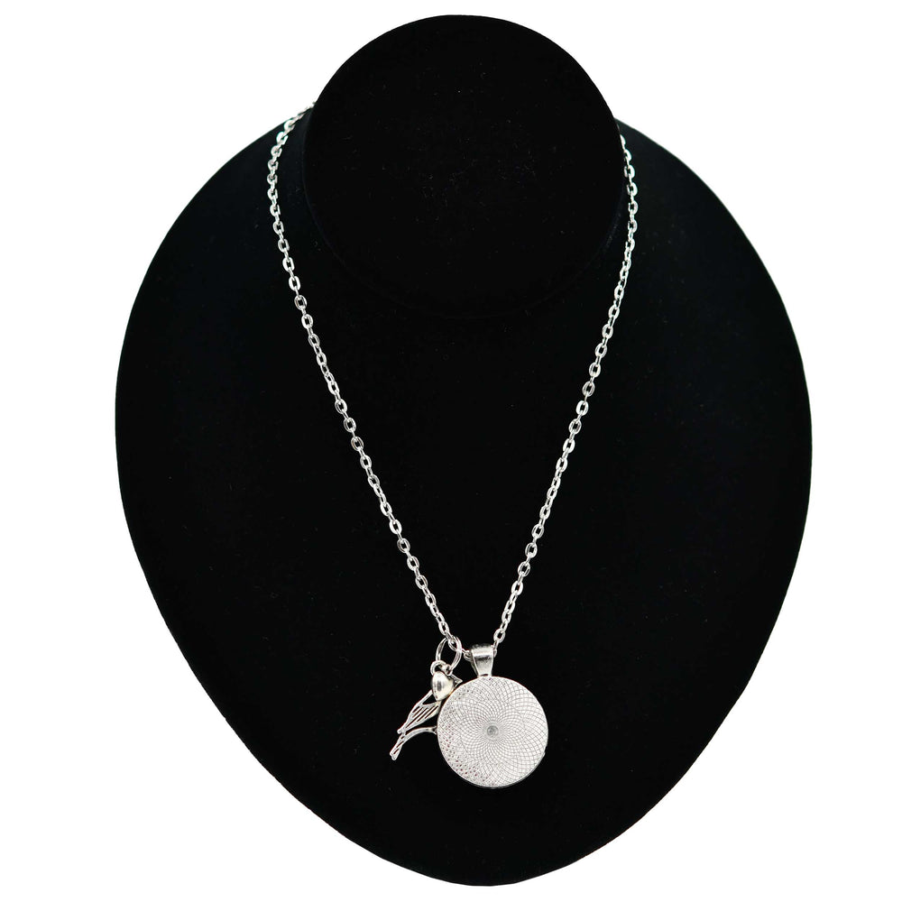 Nebraska State Charm Necklace With Meadowlark Bird Design | Multiple Colors | Silver Chain | 24" Chain and 1" Charm | Create