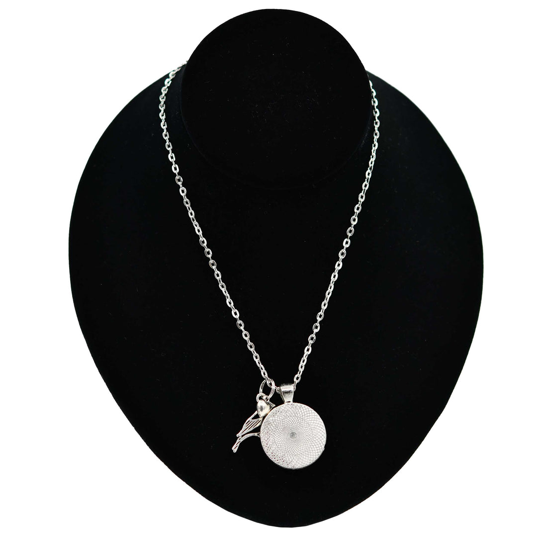 Nebraska State Charm Necklace With Meadowlark Bird Design | Multiple Colors | Silver Chain | 24" Chain and 1" Charm | Create