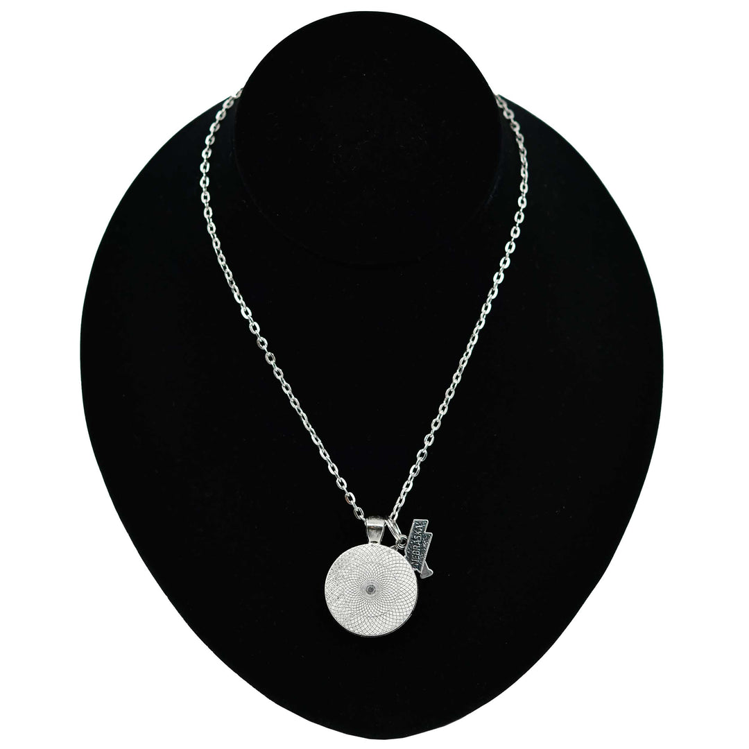 Nebraska State Charm Necklace With Meadowlark Bird Design | Multiple Colors | Silver Chain | 24" Chain and 1" Charm | Create