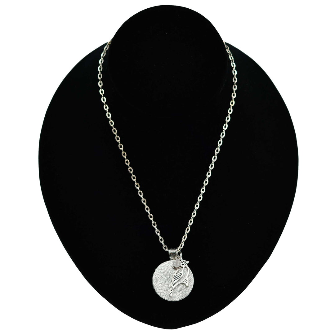 Nebraska State Charm Necklace With Meadowlark Bird Design | Multiple Colors | Silver Chain | 24" Chain and 1" Charm | Create