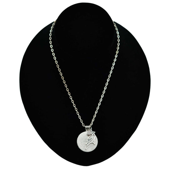 Nebraska State Charm Necklace With Meadowlark Bird Design | Multiple Colors | Silver Chain | 24" Chain and 1" Charm | Create