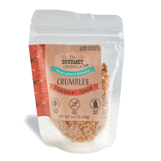 Pumpkin Spice Crumbles | 2.4 oz. Bag | Perfect Amount of Spice + Pumpkin | Made in Omaha, NE | The Gourmet Granola