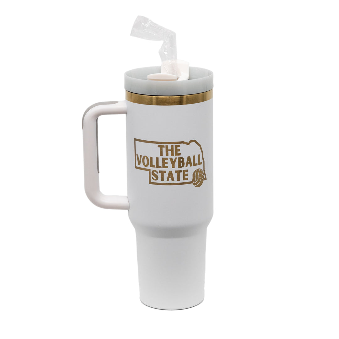 40 oz. White Volleyball State Tumbler