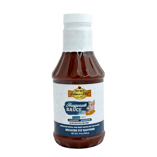 Natural BBQ Sauce | Haugwaush Flavor | No MSG | Gluten Free | No High Fructose Corn Syrup | 19 oz. Bottle