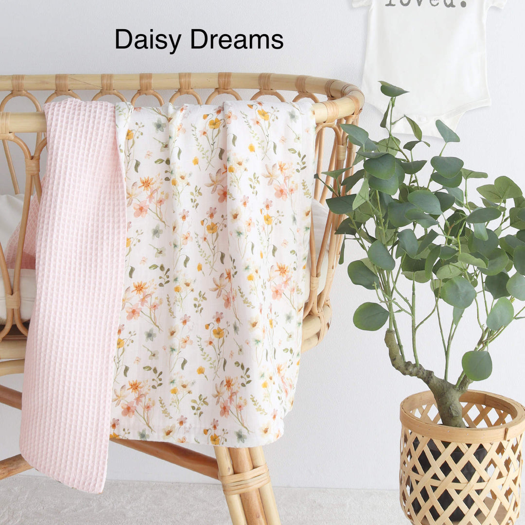 Baby Blanket | Waffle & Muslin Collection | Growing Sprouts