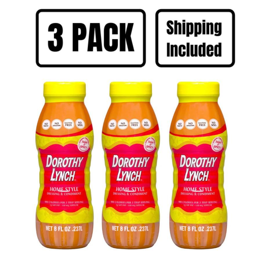 A three pack of an 8 ounce Dorothy Lynch on a white background