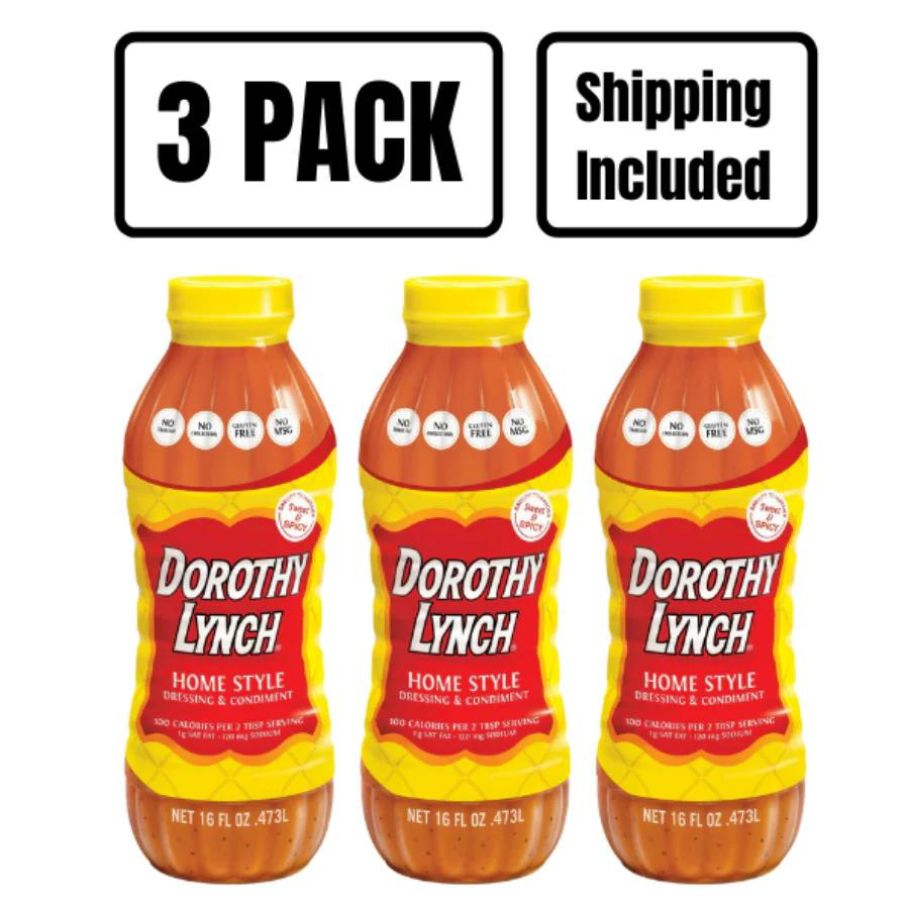 A three pack of 16 ounce Dorothy Lynch on a white background