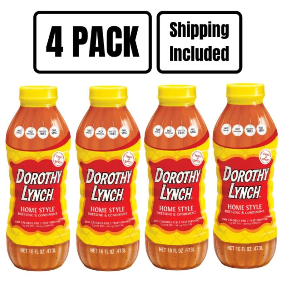 A four pack of 16 ounce Dorothy Lynch on a white background